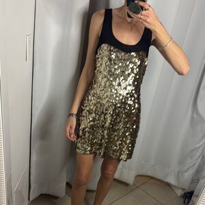 Express Sequin Gold and Black Dress